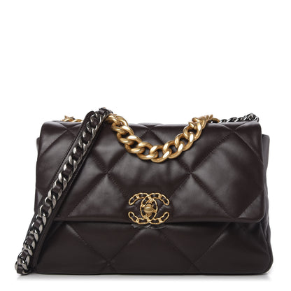Chanel Lambskin Quilted Large Chanel 19 Flap Dark Brown 1 of 13