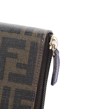 Fendi Zucca Spalmati Vitello Elite Zip Around Wallet Tobacco Viola 6 of 9