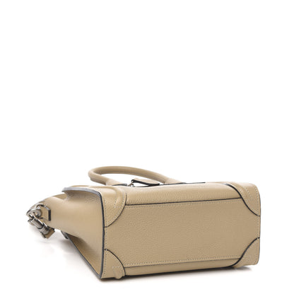 Celine Drummed Calfskin Nano Luggage Dune 5 of 11
