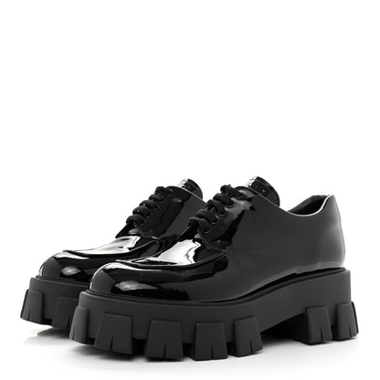 Prada Vernice Monolith 55mm Derby Loafers 39 Black 4 of 11