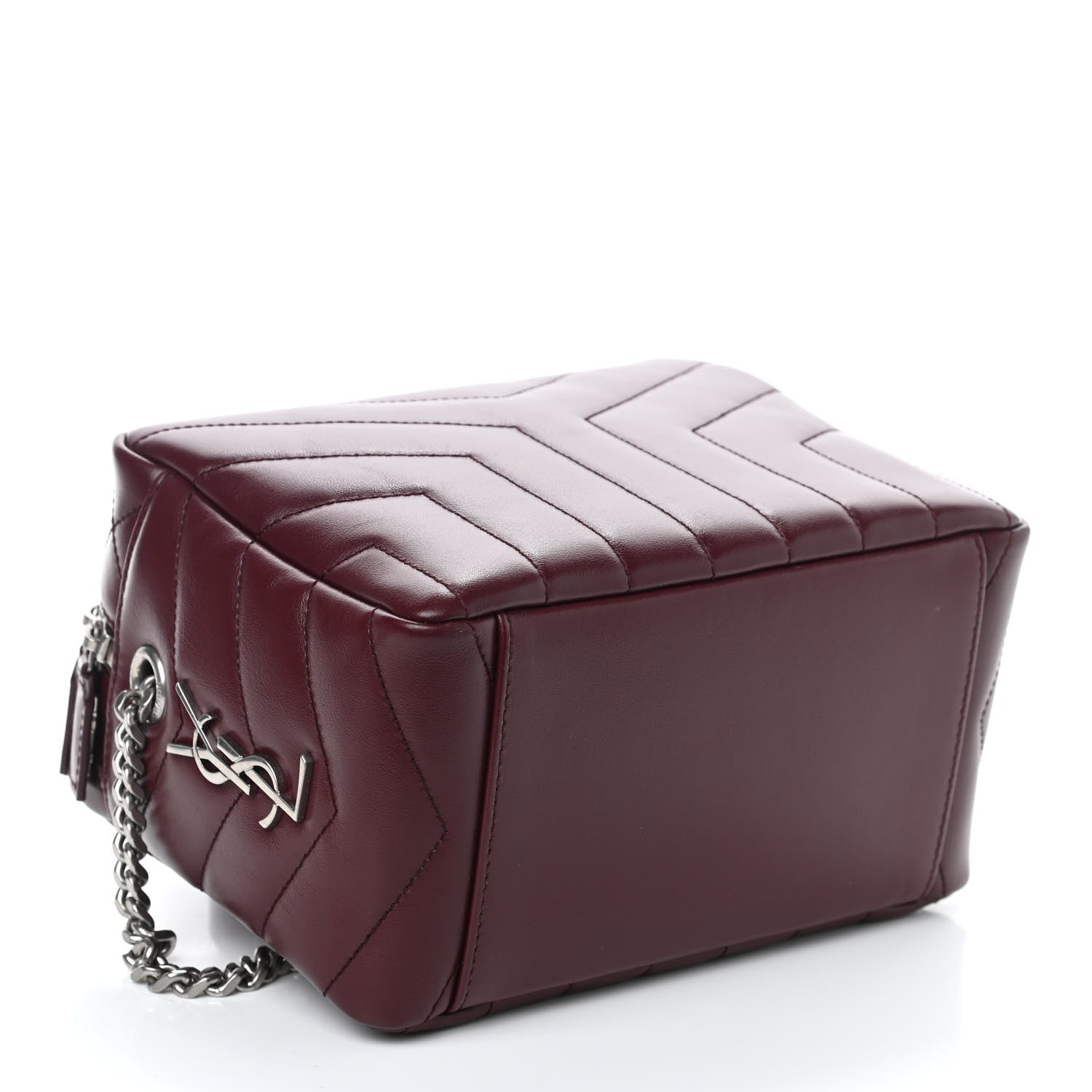 Saint Laurent Calfskin Y Quilted Monogram Small Loulou Bowling Bag Rouge Legion 4 of 9