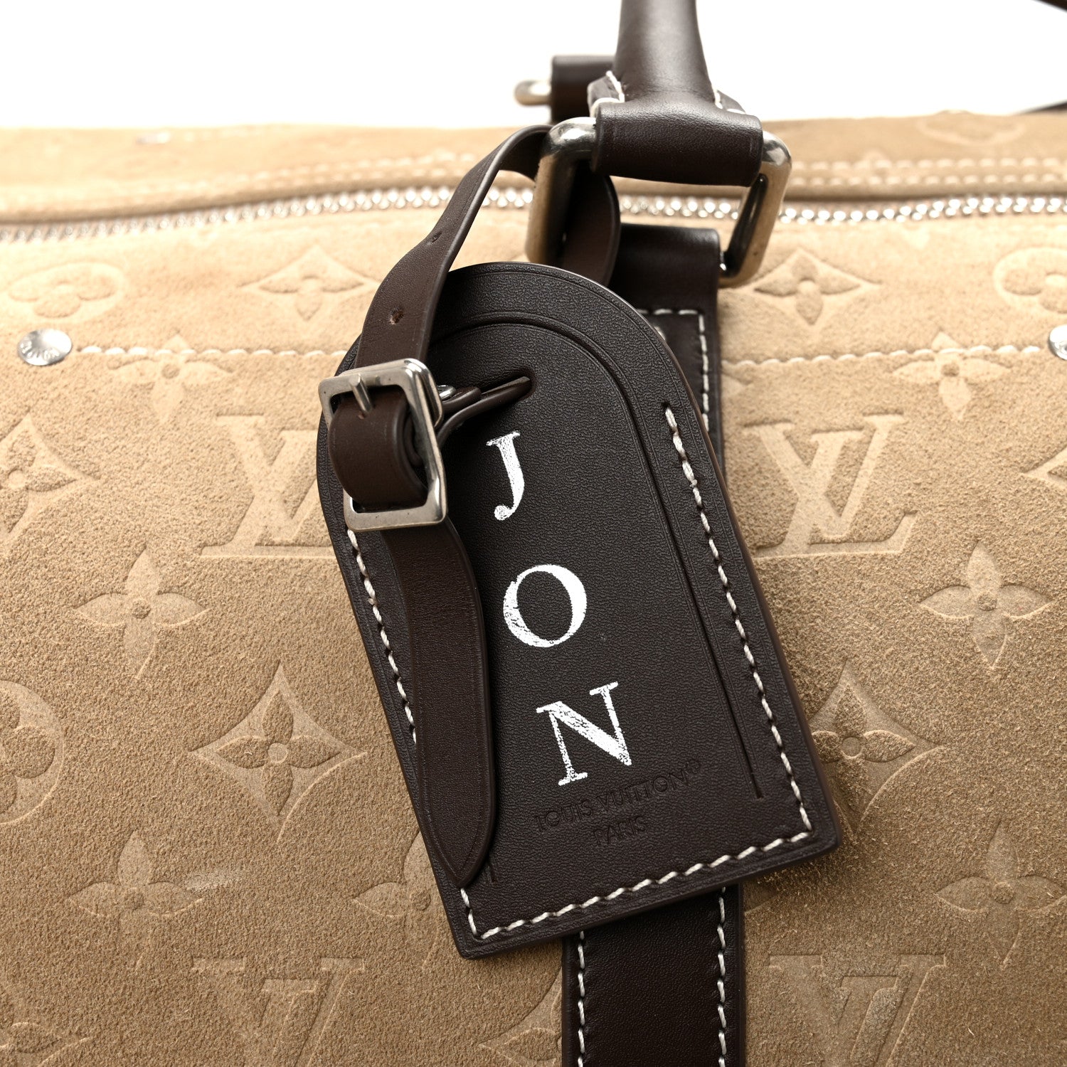 Louis Vuitton X NIGO Suede Monogram Keepall Bandouliere 50 Tan 9 of 12