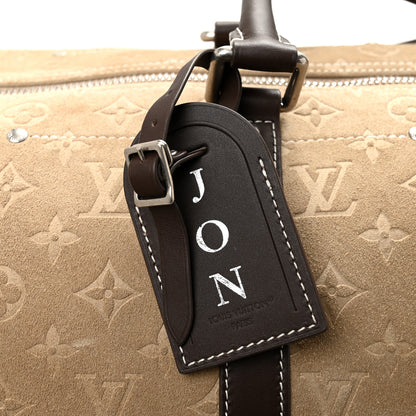 Louis Vuitton X NIGO Suede Monogram Keepall Bandouliere 50 Tan 9 of 12