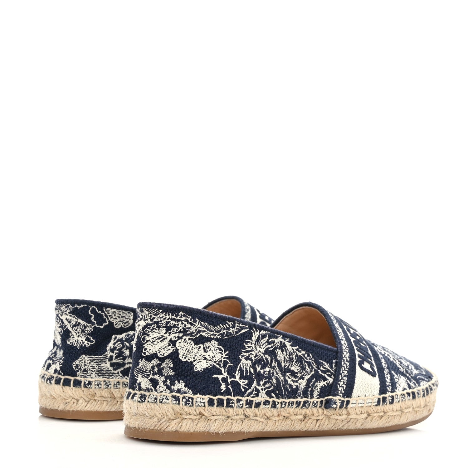 Christian Dior Embroidered Toile De Jouy Granville Espadrille 39 Off White Blue 4 of 9