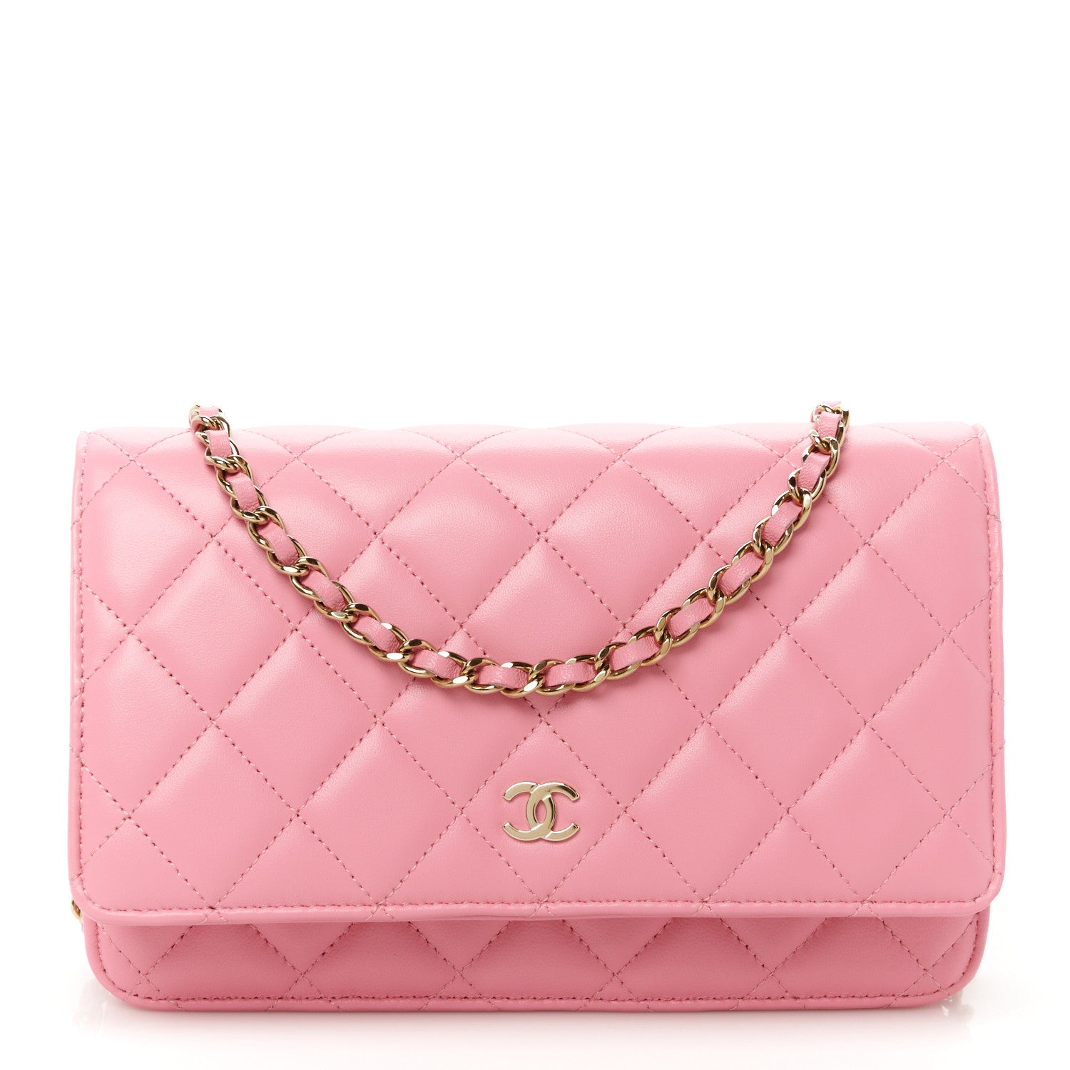 Chanel Lambskin Quilted Wallet On Chain WOC Pink 1 of 11