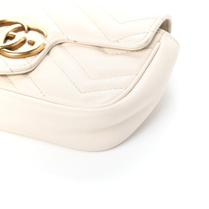 Gucci Calfskin Matelasse Super Mini GG Marmont Shoulder Bag White 8 of 8
