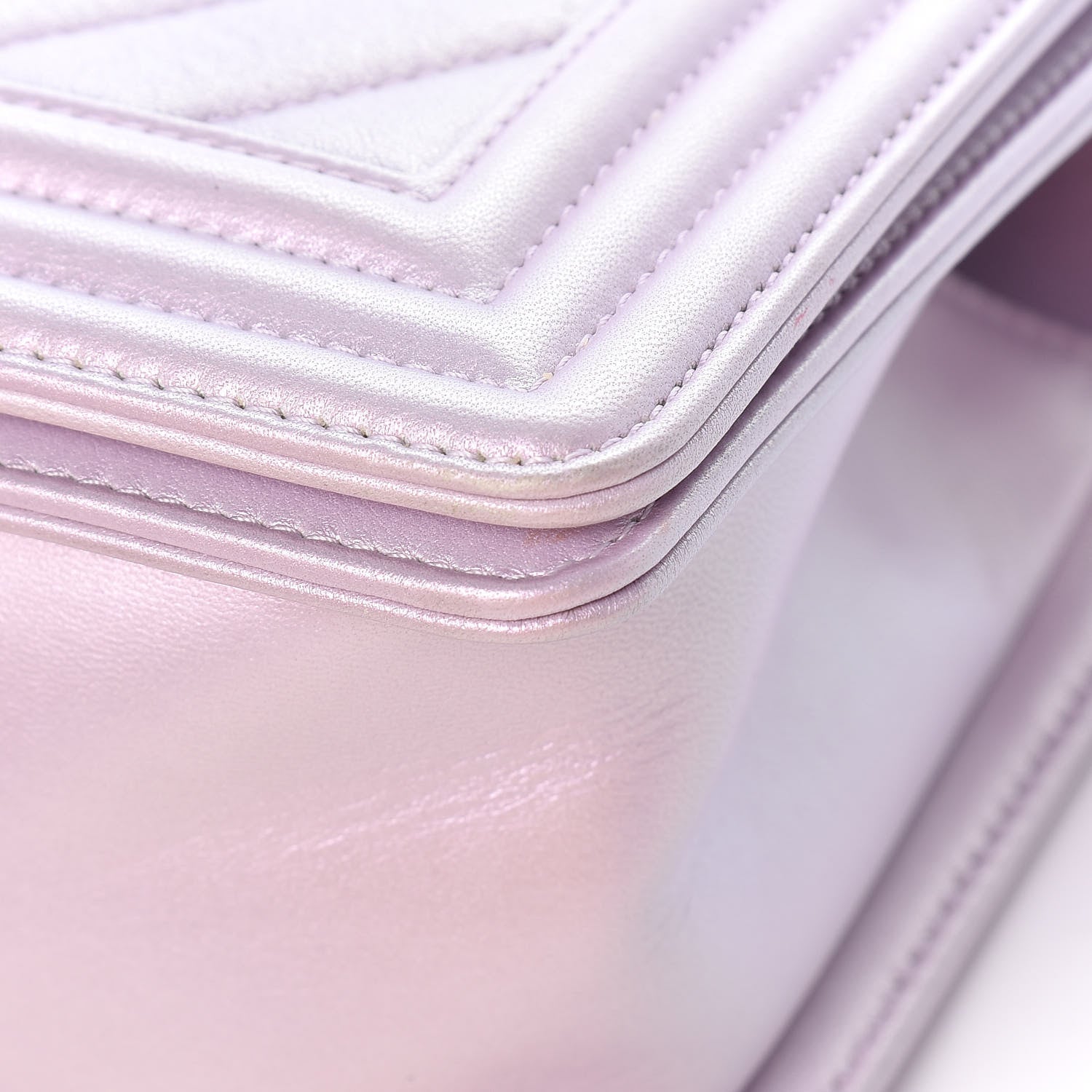 Chanel Metallic Lambskin Chevron Quilted Medium Boy Flap Pink 13 of 13