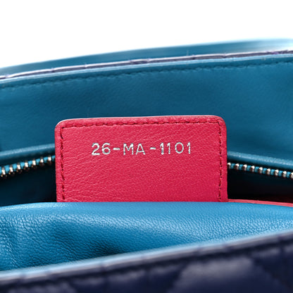 Christian Dior Lambskin Cannage Medium Tri-Color Lady Dior Sapphire Fuchsia Turquoise 7 of 18