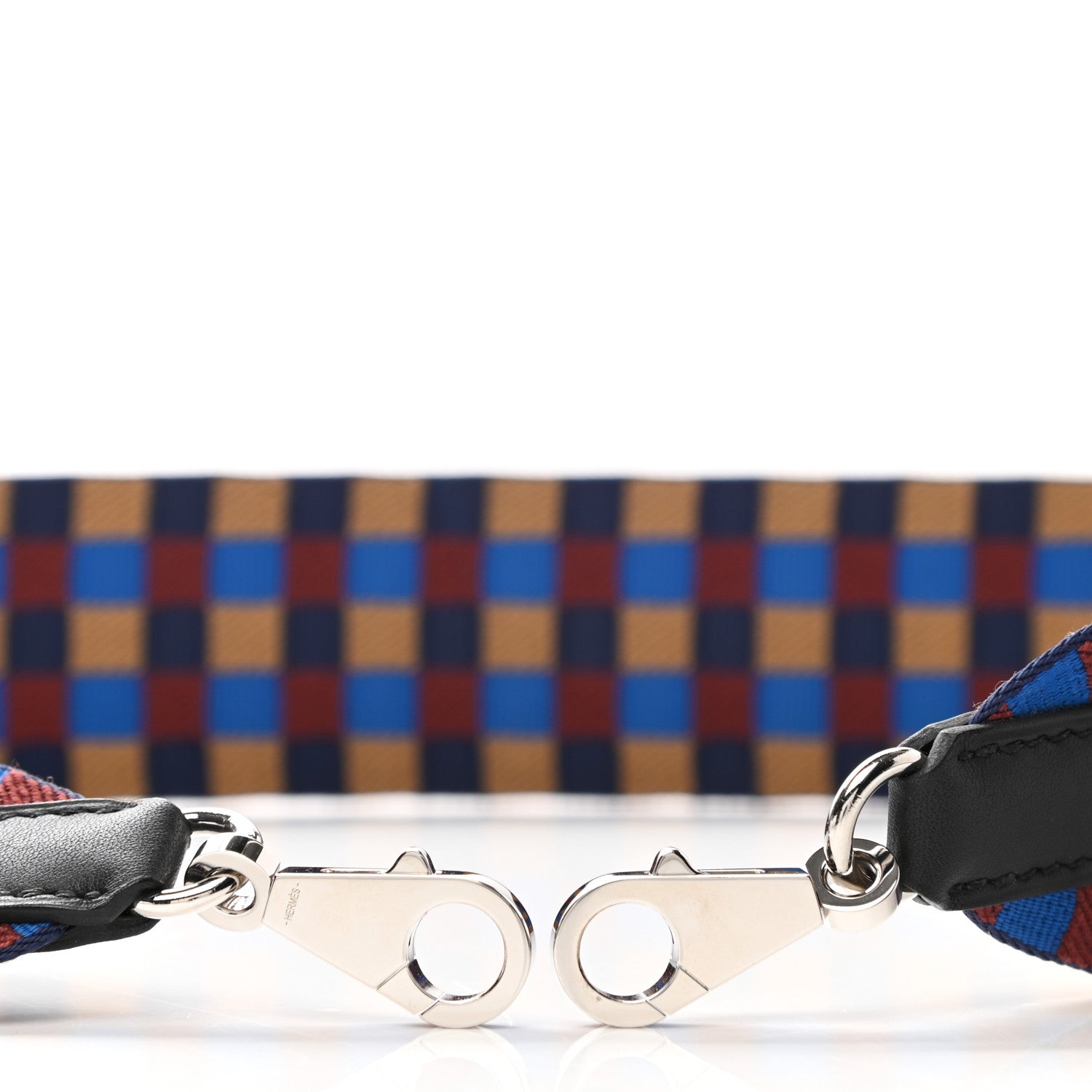 Hermes Toile Swift 50mm Maxi Quadrille Shoulder Strap Bleu Billard Biscuit Rouge H Black 5 of 6