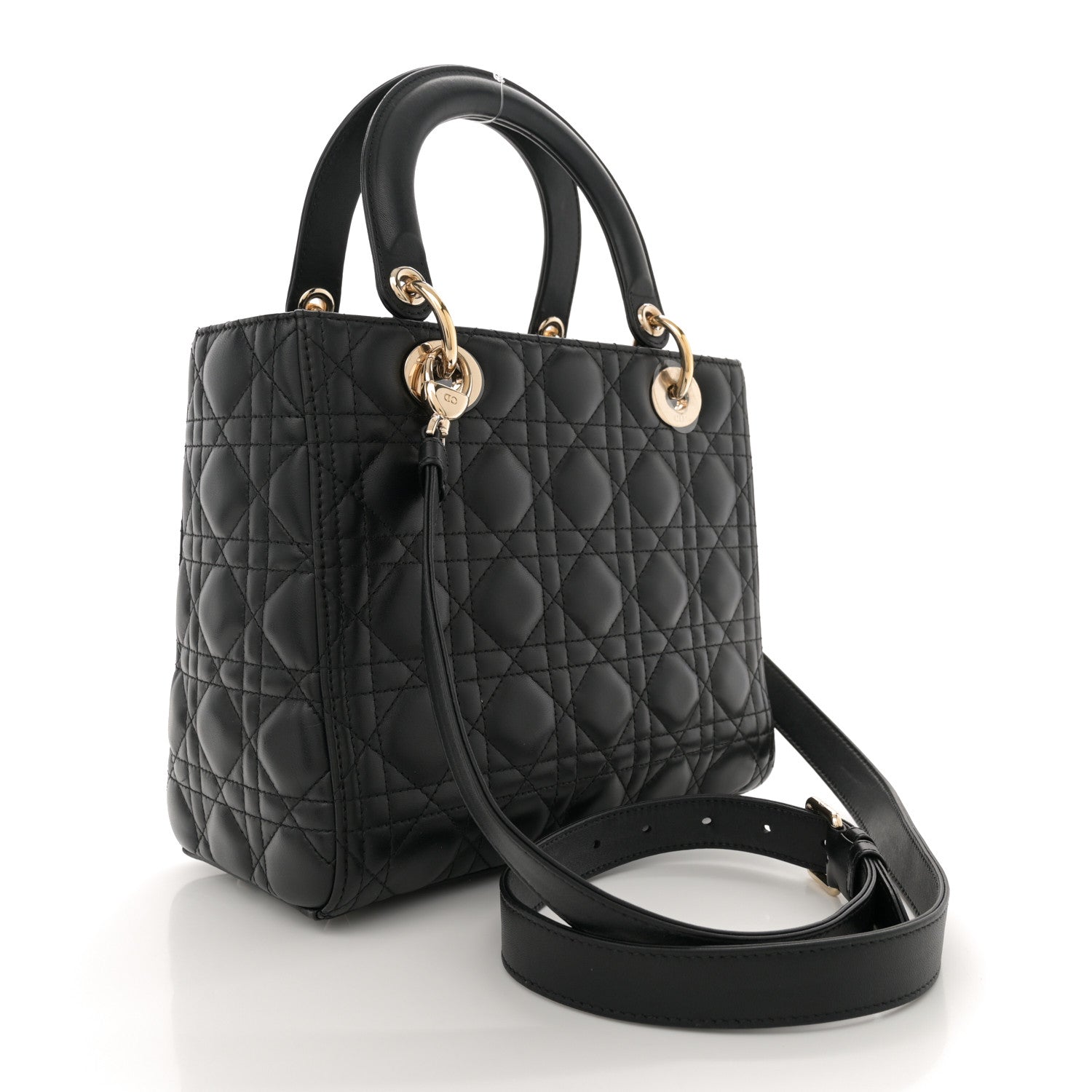 Christian Dior Lambskin Cannage Medium Lady Dior Black 2 of 11
