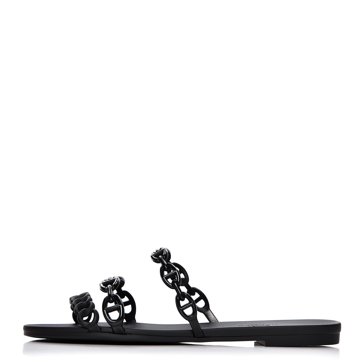 Hermes Rubber Chaine d'Ancre Rivage Sandals 37 Black 1 of 8