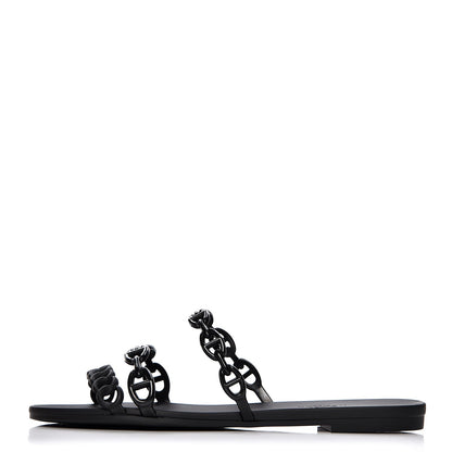 Hermes Rubber Chaine d'Ancre Rivage Sandals 37 Black 1 of 8