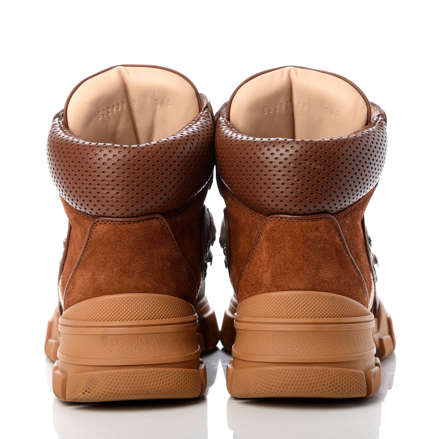 X SEGA Suede Calfskin GG Monogram Womens Flashtrek High-Top Sneakers 39 New Cuir Beige Ruggine
