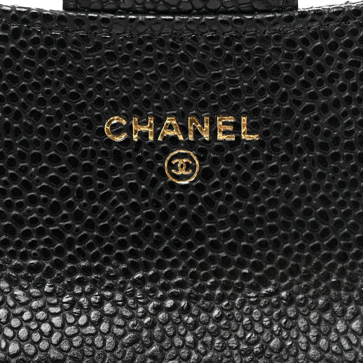 Caviar Quilted Flap Card Holder Wallet Black