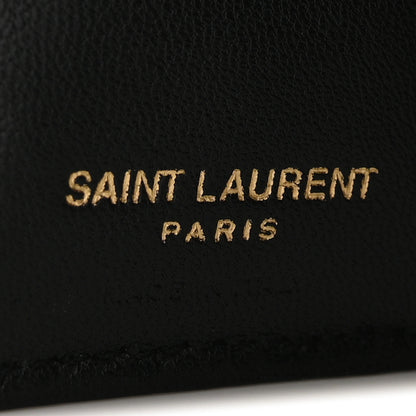 Saint Laurent Grain De Poudre Matelasse Chevron Monogram Origami Tiny Wallet Black 6 of 7