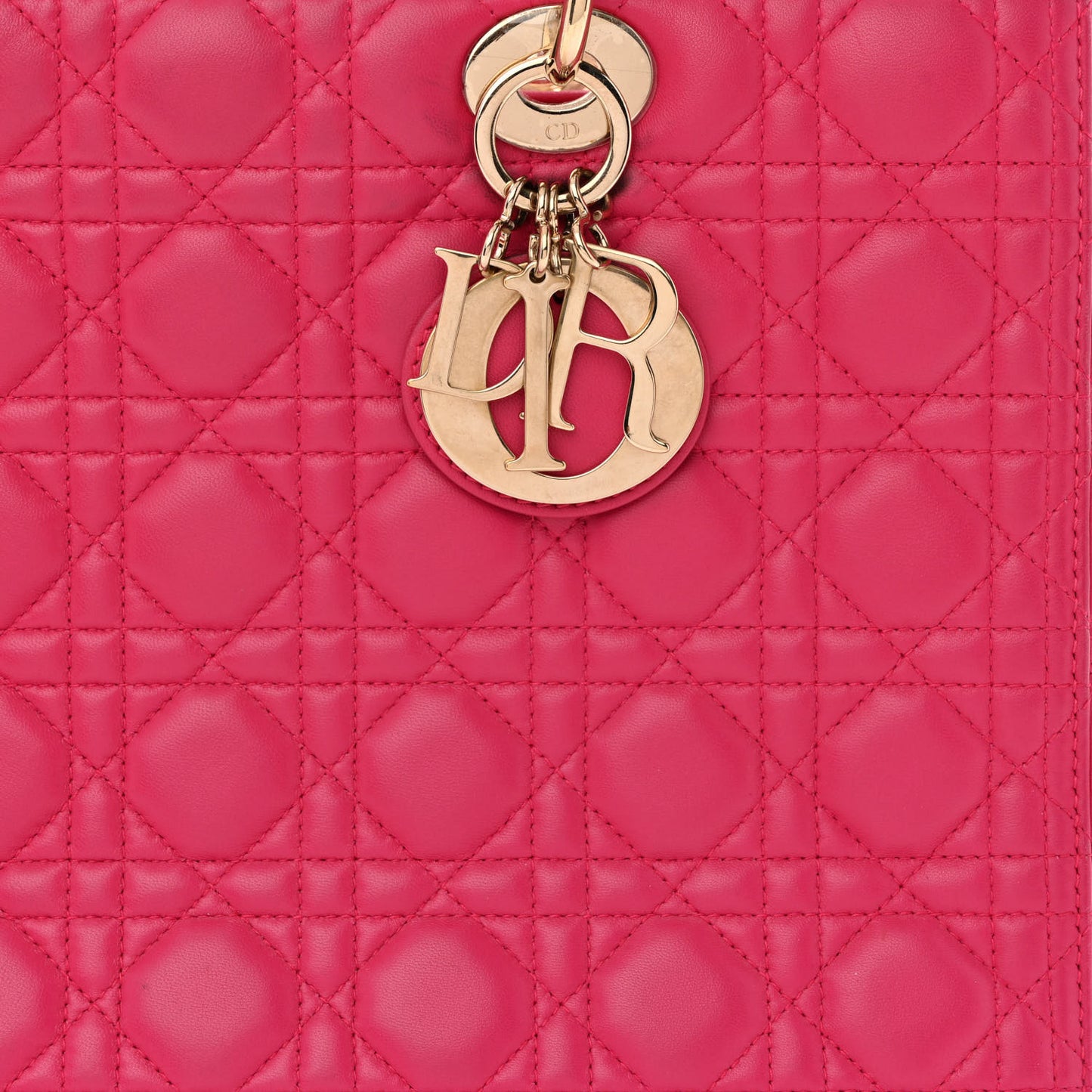 Lambskin Cannage Large Lady Dior Fuchsia