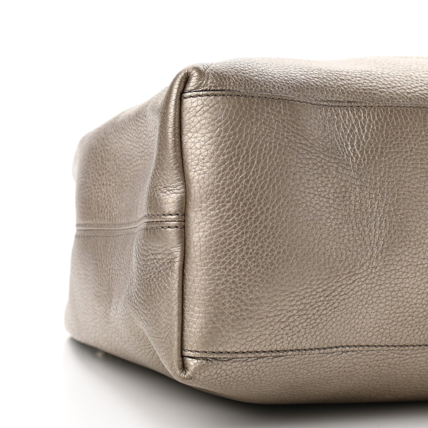 Metallic Pebbled Calfskin Medium Soho Chain Shoulder Bag Golden Beige