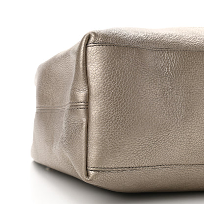 Gucci Metallic Pebbled Calfskin Medium Soho Chain Shoulder Bag Golden Beige 8 of 10