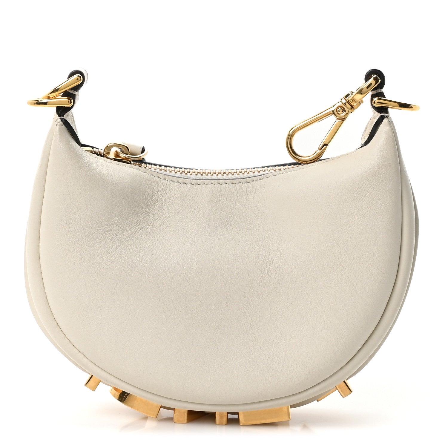 Fendi Vitello Grace Matte Nano Fendigraphy Hobo Charm White Ice 1 of 10