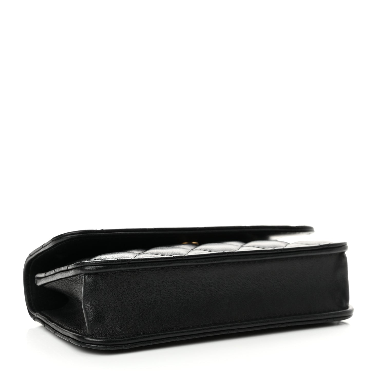 Lambskin Quilted Sweet Camellia Flap Phone Holder With Chain Black