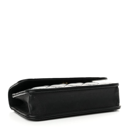 Chanel Lambskin Quilted Sweet Camellia Flap Phone Holder With Chain Black 4 of 13