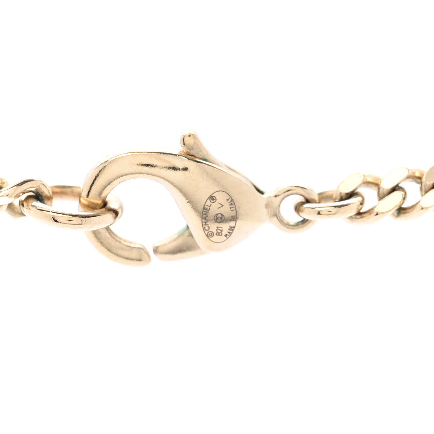 Chanel Crystal Dog Tag Charm Necklace Gold 5 of 7