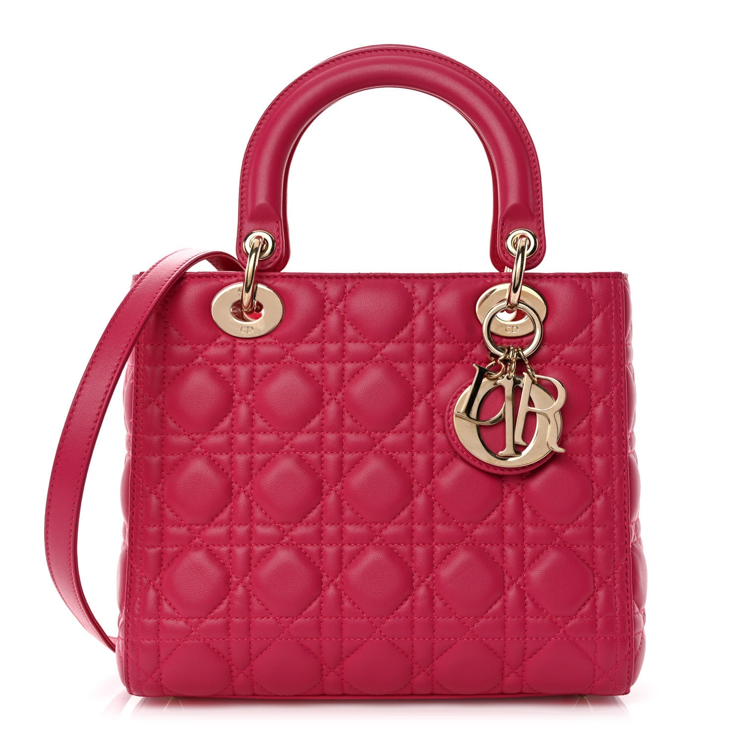 Christian Dior Lambskin Cannage Medium Lady Dior Fuchsia 1 of 10