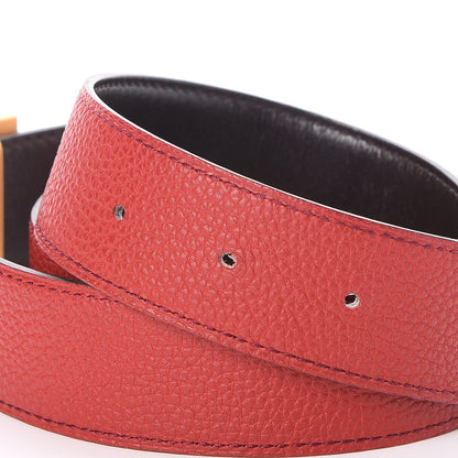 Hermes Box Togo 32mm H Belt 95 Chocolate Rouge Garance 4 of 6