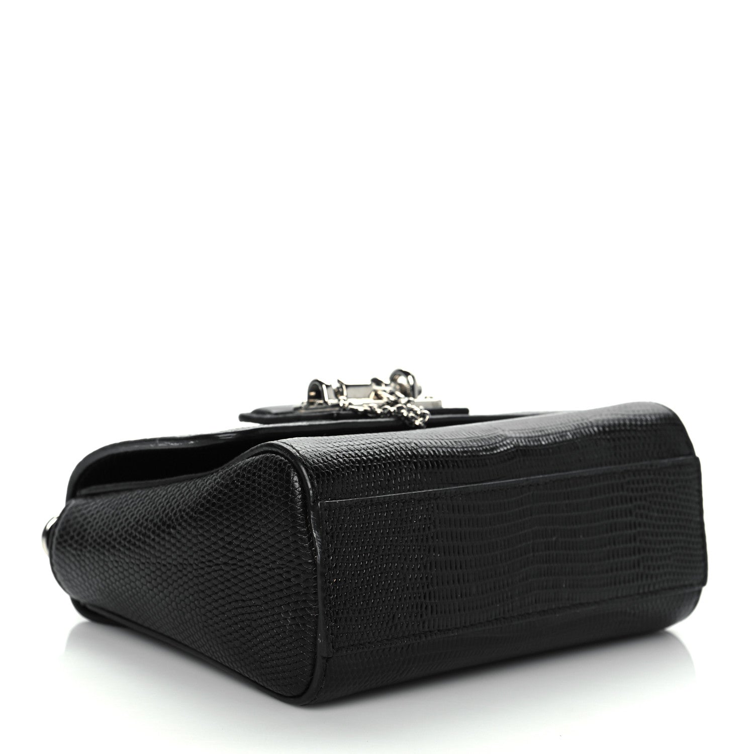 Dolce & Gabbana Lizard Calfskin Embossed Small Monica Top Handle Bag Black 4 of 9