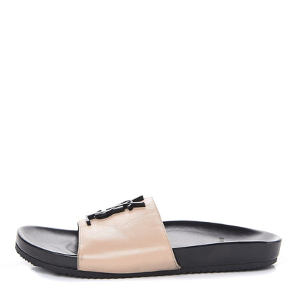 Saint Laurent Lambskin Joan 05 Slide Sandals 37.5 Powder Black 1 of 13