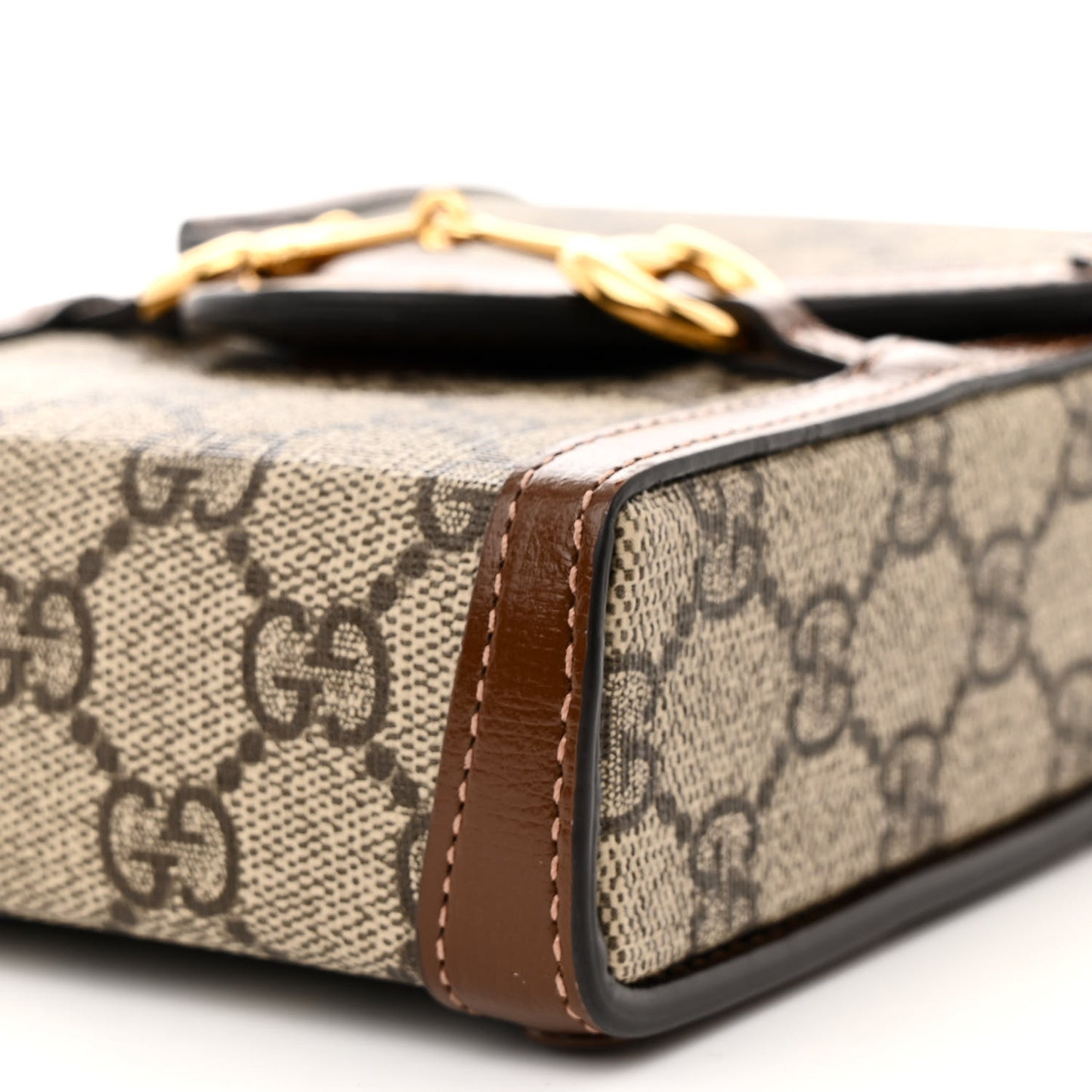GG Supreme Monogram Mini Horsebit 1955 Crossbody Bag Beige Brown Sugar