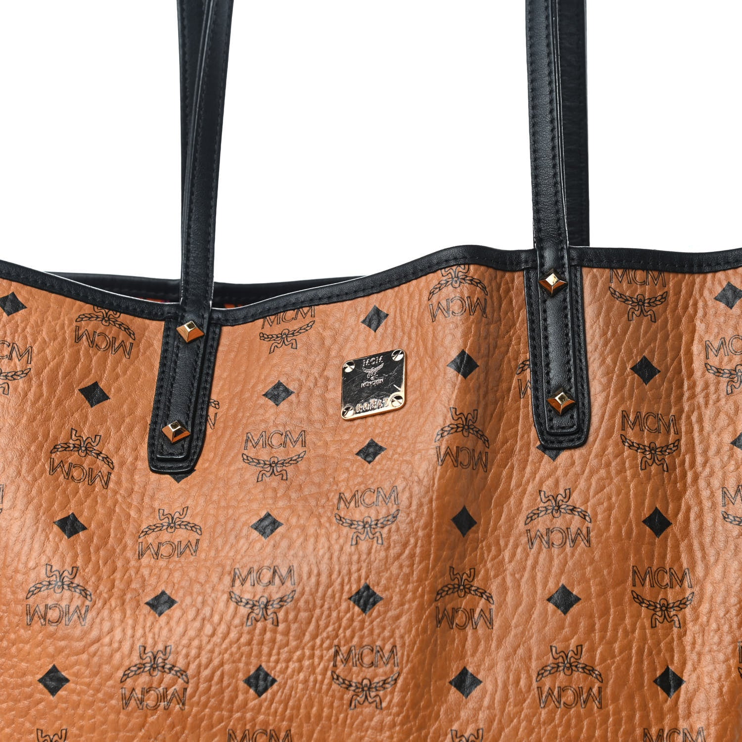 MCM Visetos Medium Project Reversible Shopper Tote Cognac 9 of 15