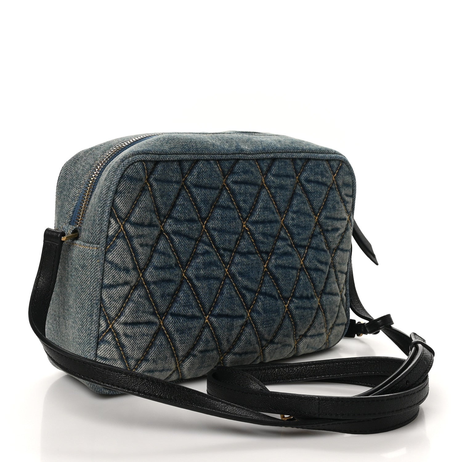 Saint Laurent Denim Matelasse Quilted Summer Embroidered Classic Monogram Camera Bag Blue 3 of 10