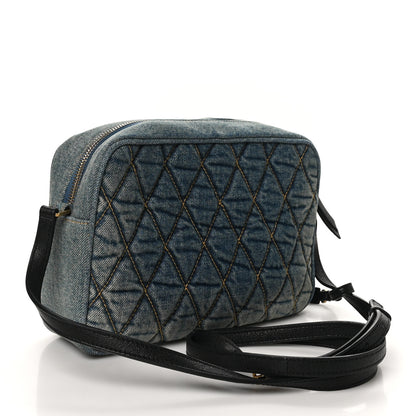 Saint Laurent Denim Matelasse Quilted Summer Embroidered Classic Monogram Camera Bag Blue 3 of 10