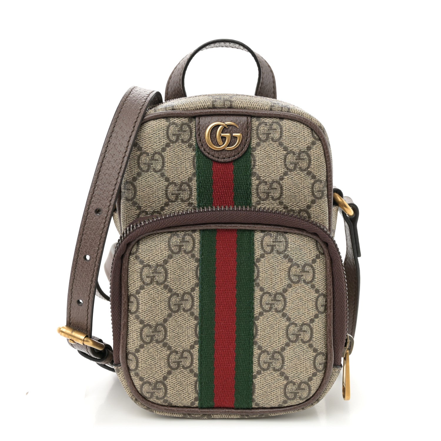Gucci GG Supreme Monogram Web Mini Ophidia Double Zip Messenger Bag Beige New Acero 1 of 11