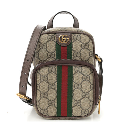 Gucci GG Supreme Monogram Web Mini Ophidia Double Zip Messenger Bag Beige New Acero 1 of 11