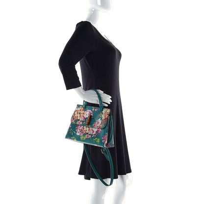 Gucci Shangai Calfskin Blooms Print Small Bamboo Daily Top Handle Bag Clear Bright Emerald Multicolor 2 of 14