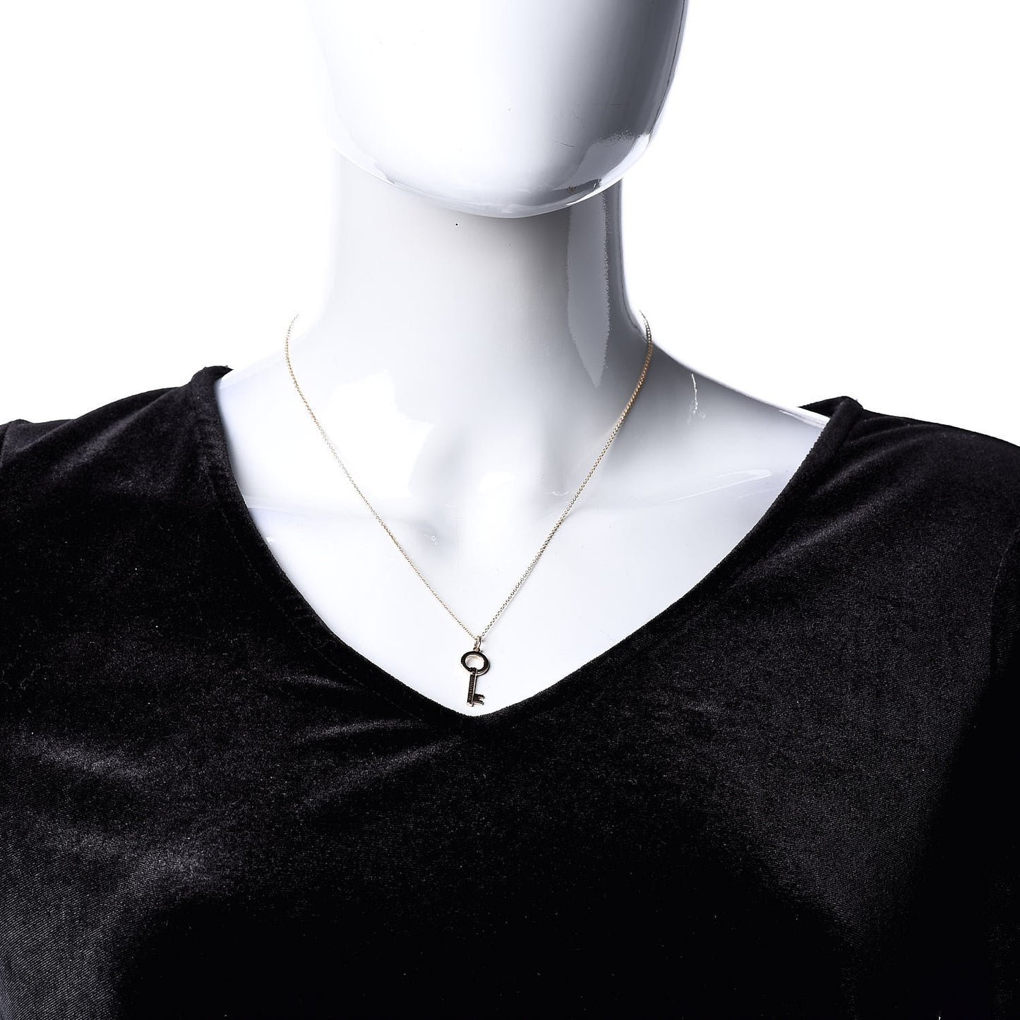 18K Rose Gold Modern Keys Open Round Key Pendant Necklace