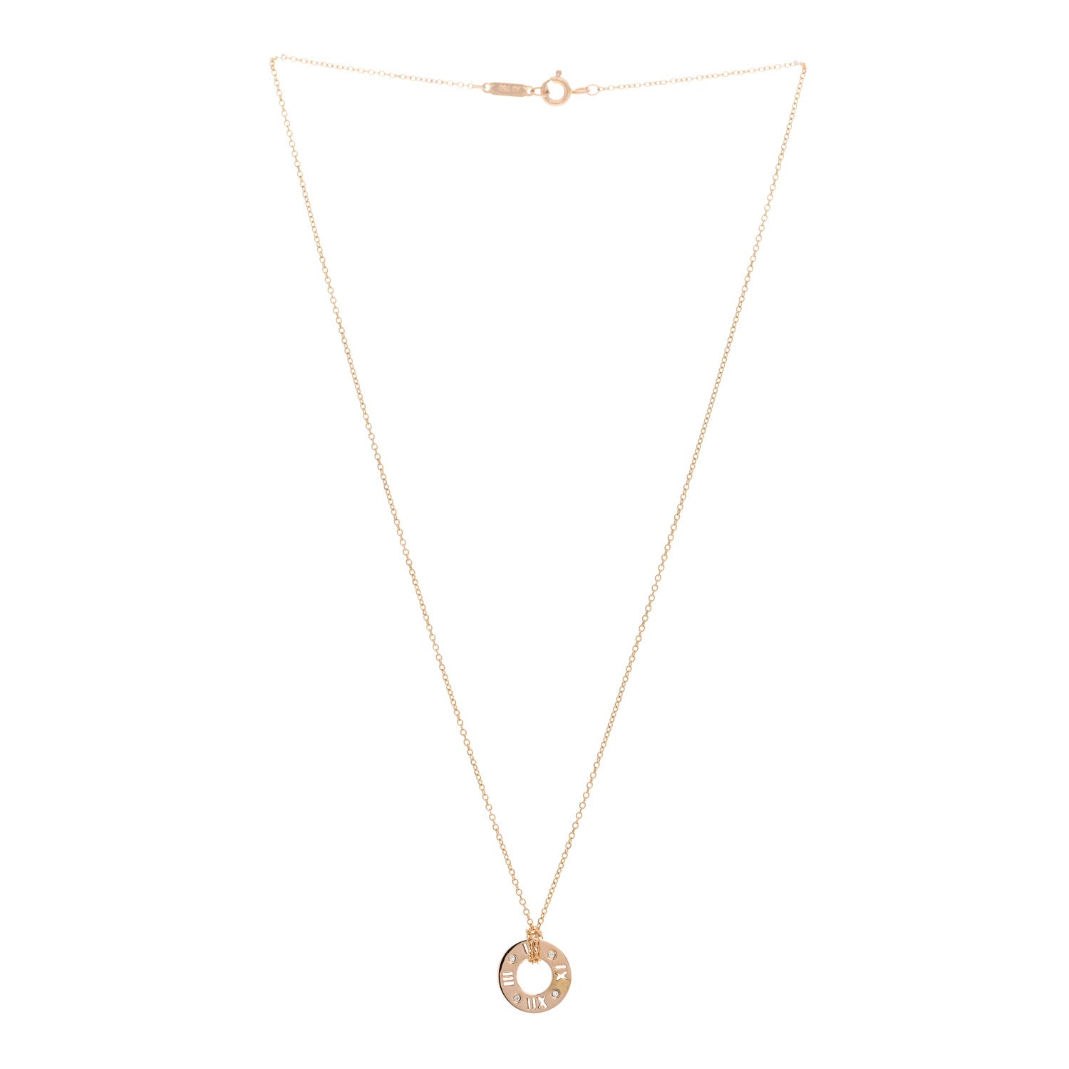 Tiffany 18K Rose Gold Diamond Atlas Pierced Pendant Necklace 2 of 3