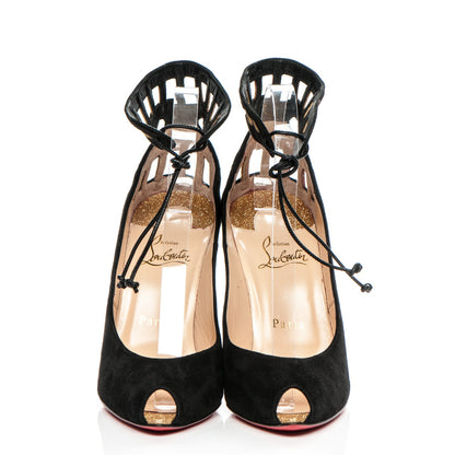 Christian Louboutin Suede Glitter Neotrente 100 Pumps 38 Black Gold 2 of 8