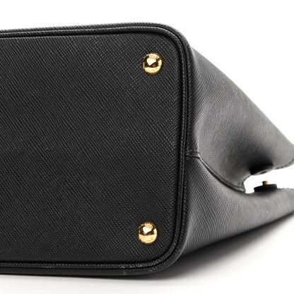 Prada Saffiano Cuir Medium Double Bag Black Fuoco 9 of 11