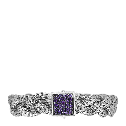 John Hardy Sterling Silver Amethyst 14mm Braided Classic Chain Clasp Bracelet 1 of 4