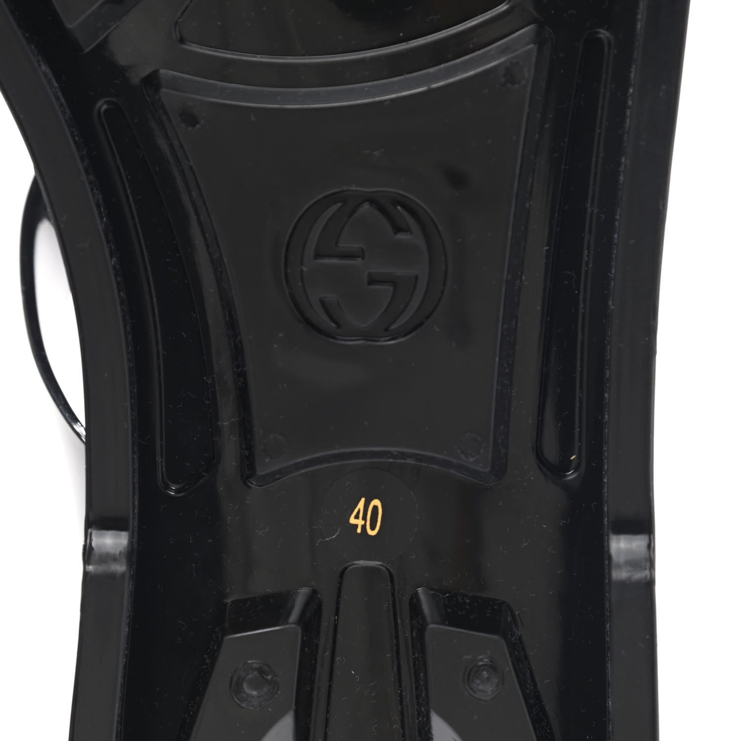 Gucci Shiny Rubber Double G Buckle Strap Sandals 40 Black 14 of 16