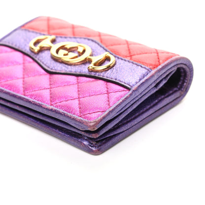 Gucci Laminated Nappa Trapuntata Zumi Card Case Rosso Fuxia Bizantin 8 of 9
