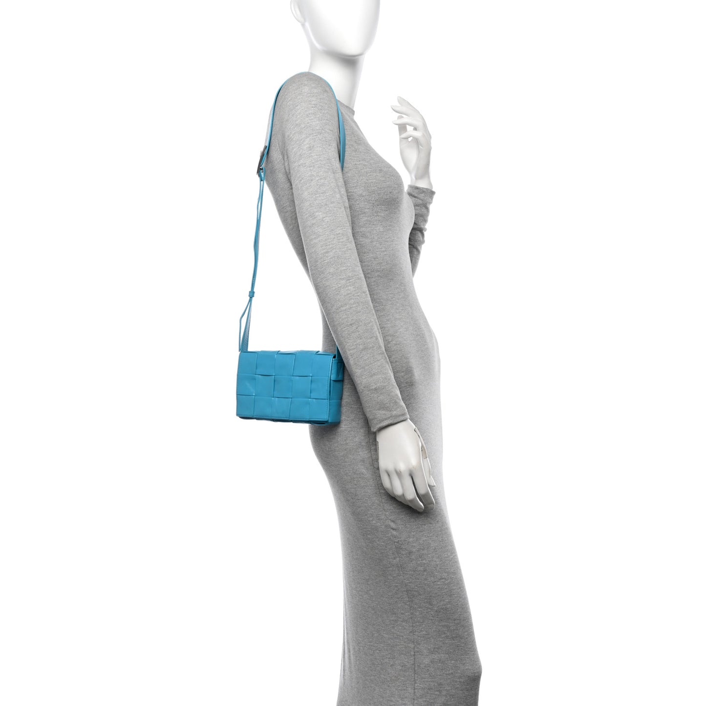 Paper Calfskin Maxi Intreccio Cassette Crossbody Bag Pool