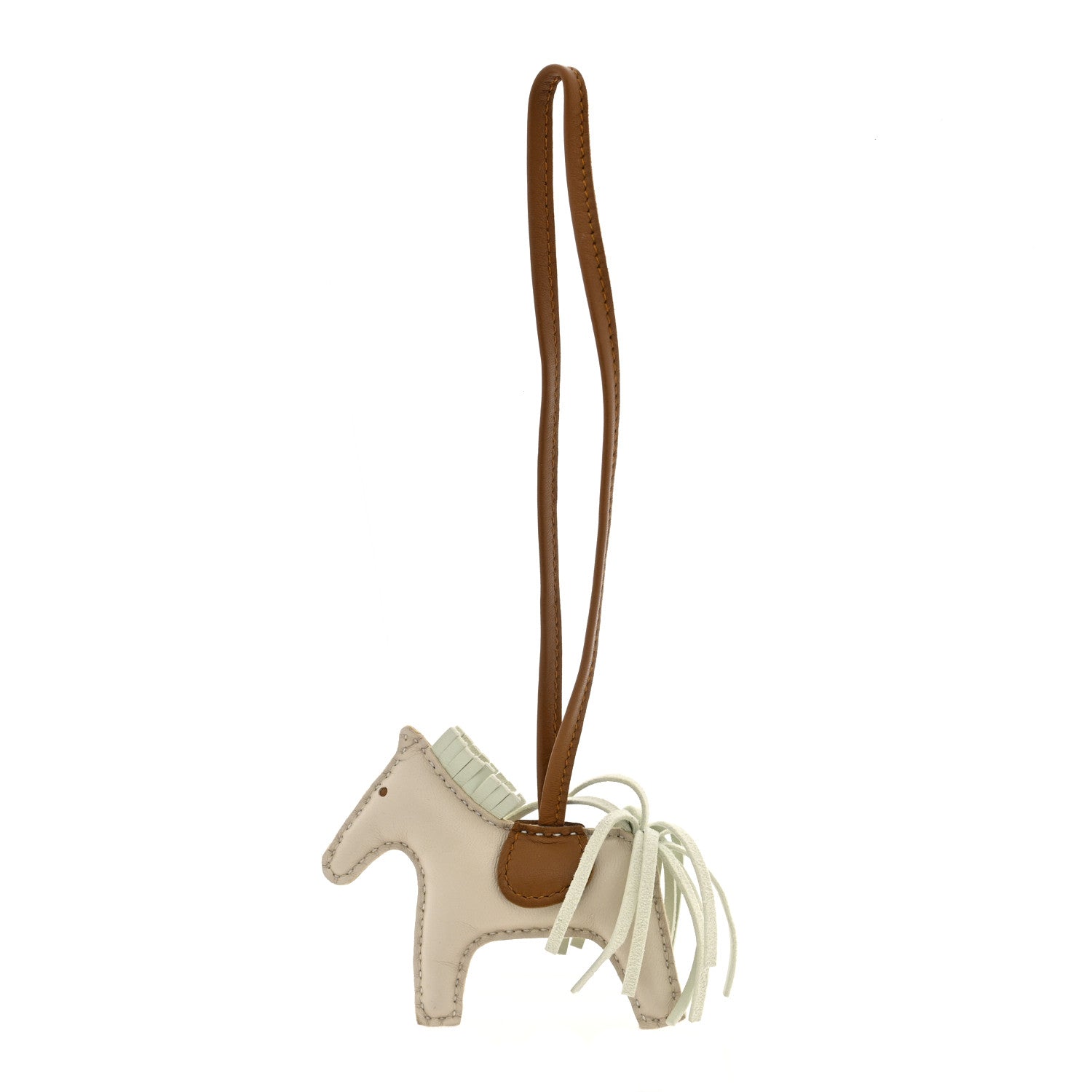 Hermes Milo Lambskin Grigri Rodeo Horse Bag Charm PM Craie Vert Fizz Kraft 1 of 3
