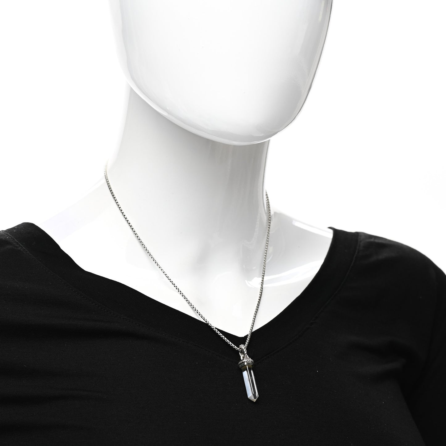 Sterling Silver 14K Yellow Gold Rock Crystal Enhancer Pendant Necklace