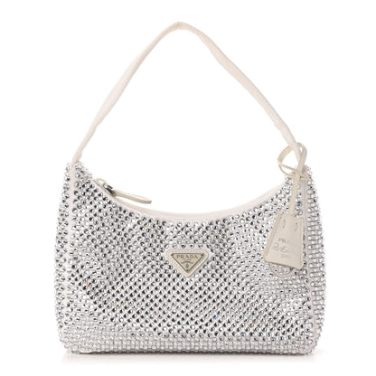 Prada Satin Crystal Mini Re-Edition 2000 Bag White 1 of 13