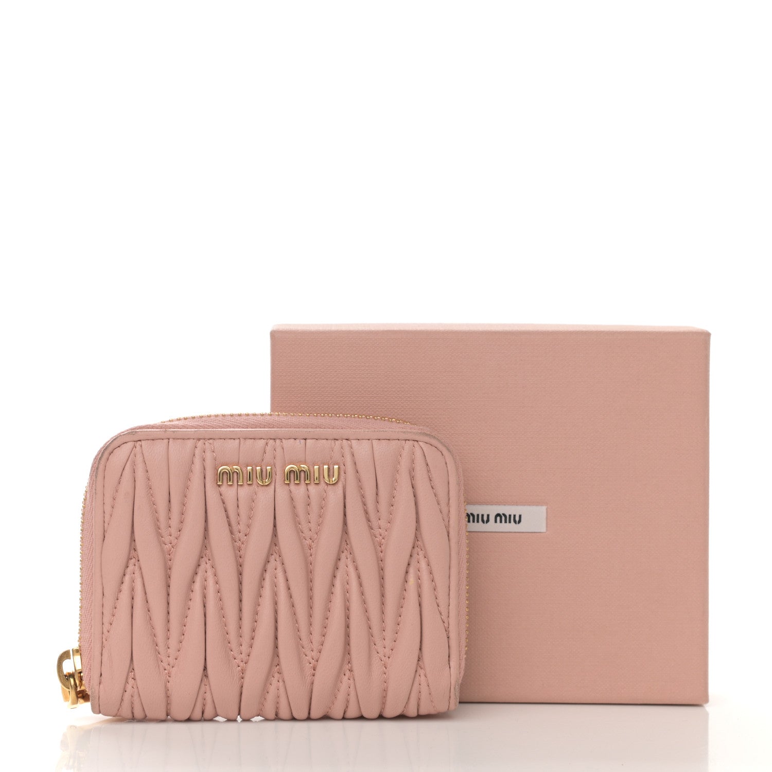 Miu Miu Nappa Matelasse Zip Around Compact Wallet Orchidea 8 of 8