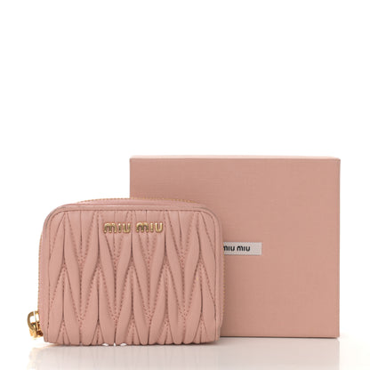 Miu Miu Nappa Matelasse Zip Around Compact Wallet Orchidea 8 of 8